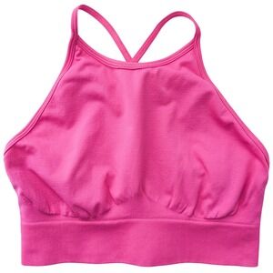 Sports Bra Girls Hot Pink Ribbed Seamless Adjustable Athleisure Activewear